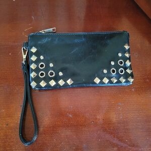 Black Studded Wristlet Clutch